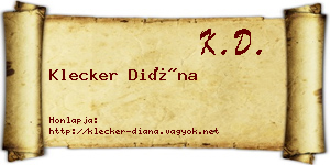 Klecker Diána névjegykártya